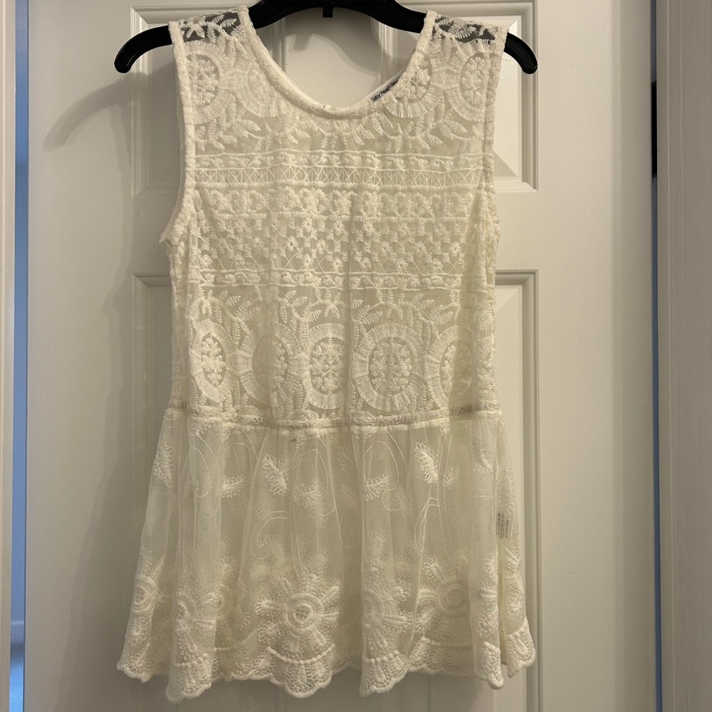 Lace Sleeveless Top - White
